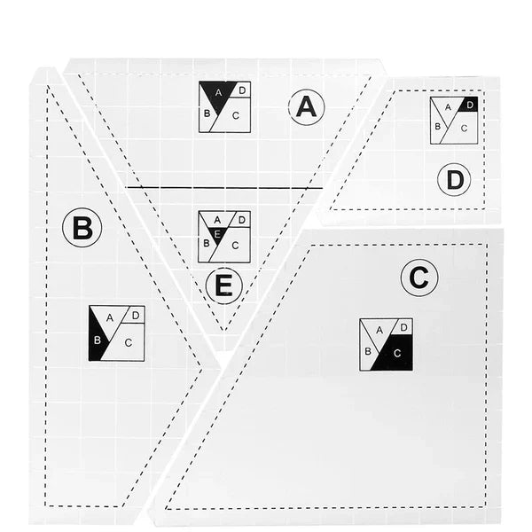 Kreativ Quiltning Skärmall (4 delar set)