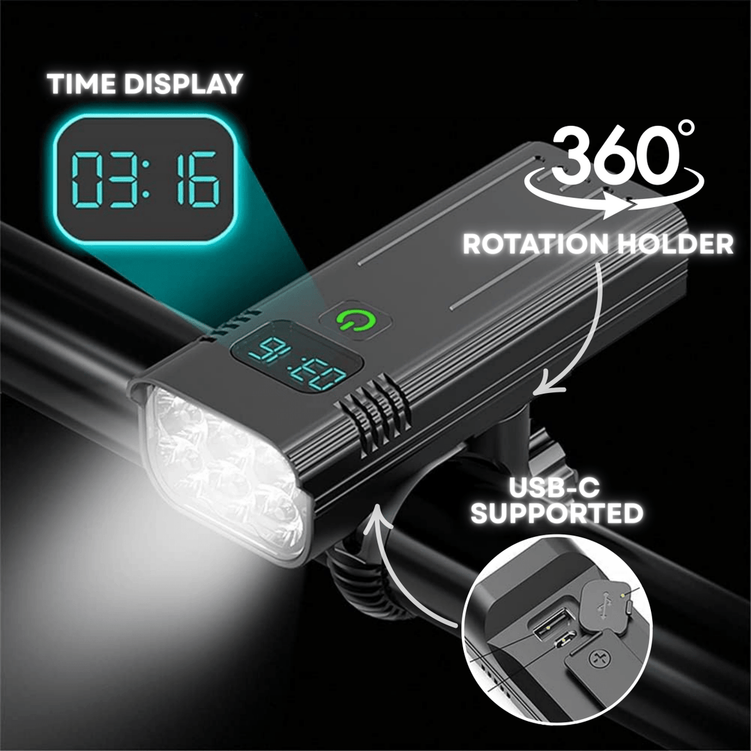 5000 Lumen Cykellampa med 12 LED-lampor och USB-C Laddningsbart Batteri