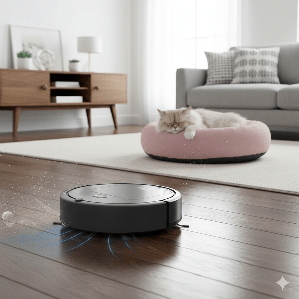 Smart robotdammsugare med ultra-tyst rengöring och HEPA-filtrering