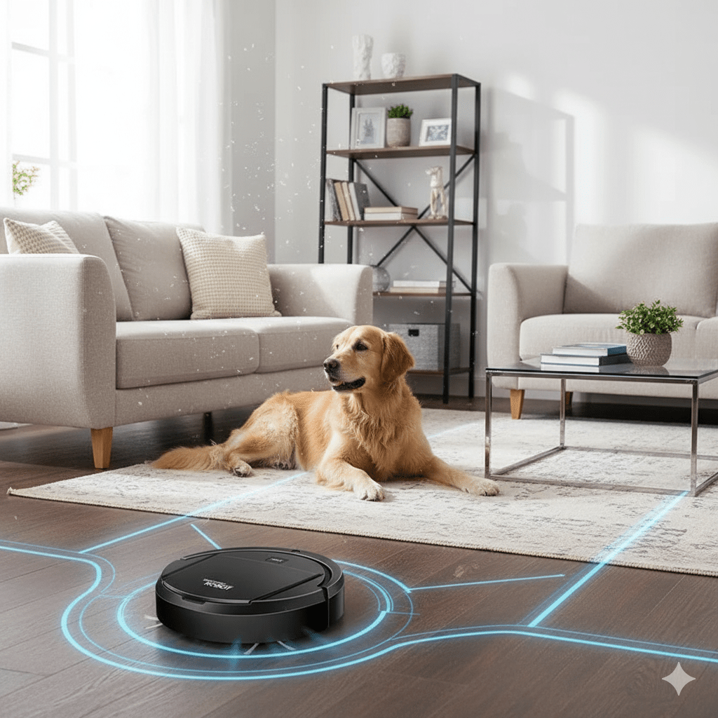 Smart robotdammsugare med ultra-tyst rengöring och HEPA-filtrering