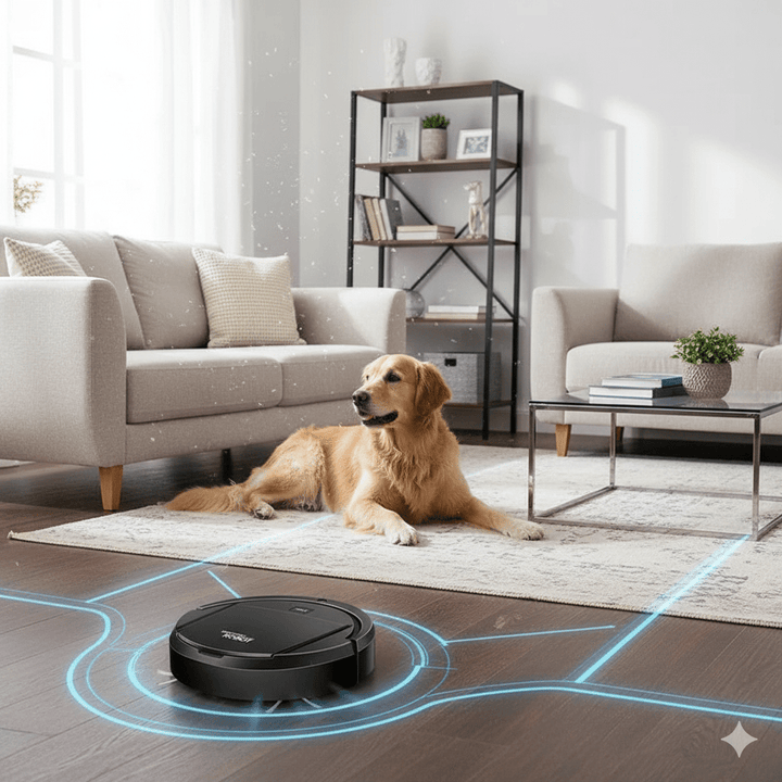 Smart robotdammsugare med ultra-tyst rengöring och HEPA-filtrering