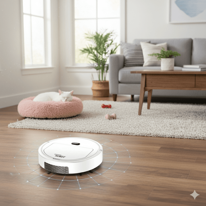 Smart robotdammsugare med ultra-tyst rengöring och HEPA-filtrering