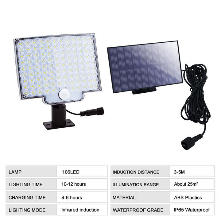 106 LED Solcell Utomhusbelysning Med Rörelsesensor