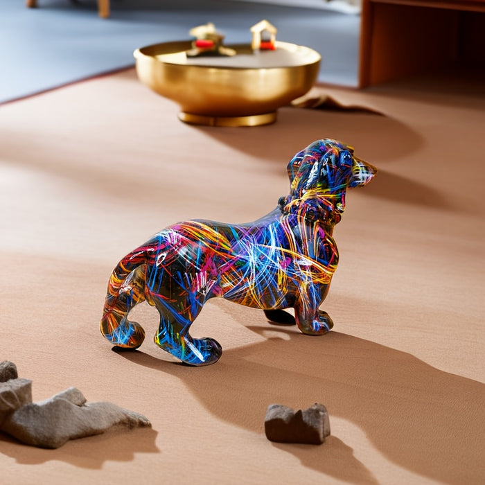 Färgglad Dachshundstaty