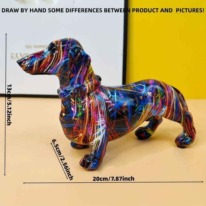 Färgglad Dachshundstaty