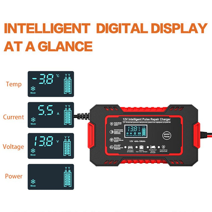Bilbatteriladdare 12v 6a Pulsreparation LCD-display
