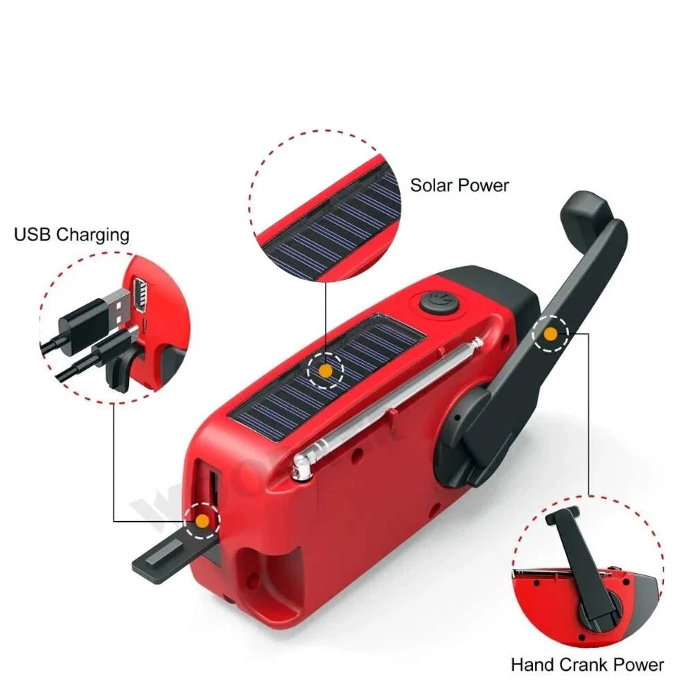 Allt-i-ett Nödradio med Solkraft och Power Bank
