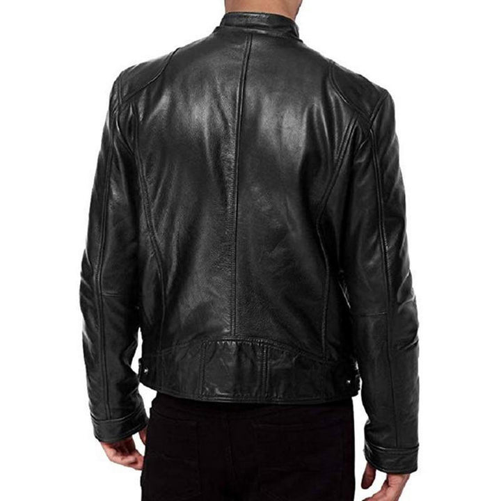 Läder Biker Krage Jacka
