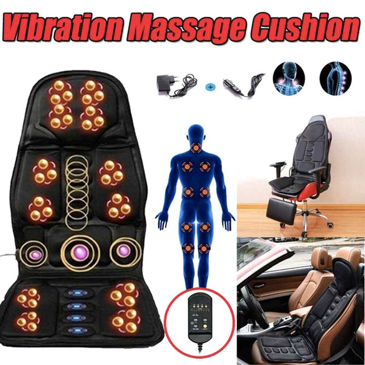 8-läges massagestolspad med uppvärmd nackkudde för bil och hem