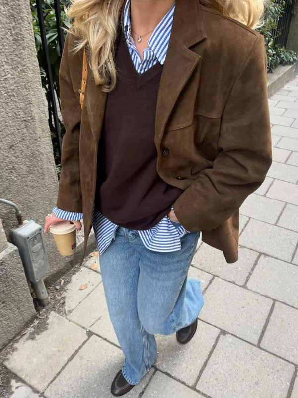 Brun Enknäppt Jacka