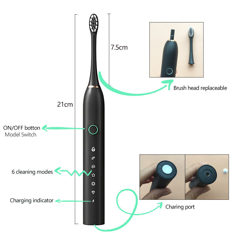 Uppladdningsbar Ultrasonic Elektrisk Tandborste