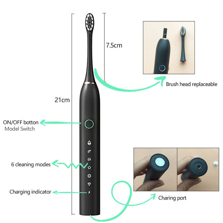 Uppladdningsbar Ultrasonic Elektrisk Tandborste