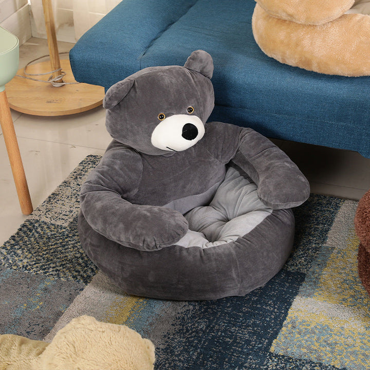 Björnsformad vinterplush hundsäng
