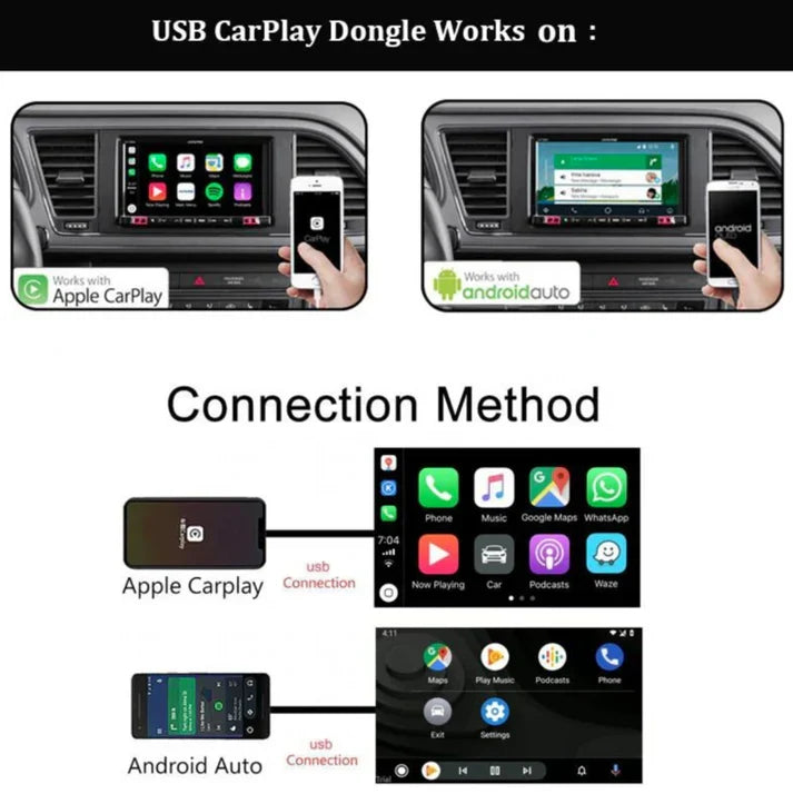 Carplay &amp; Android Auto-adapter - Lämplig för alla bilmärken