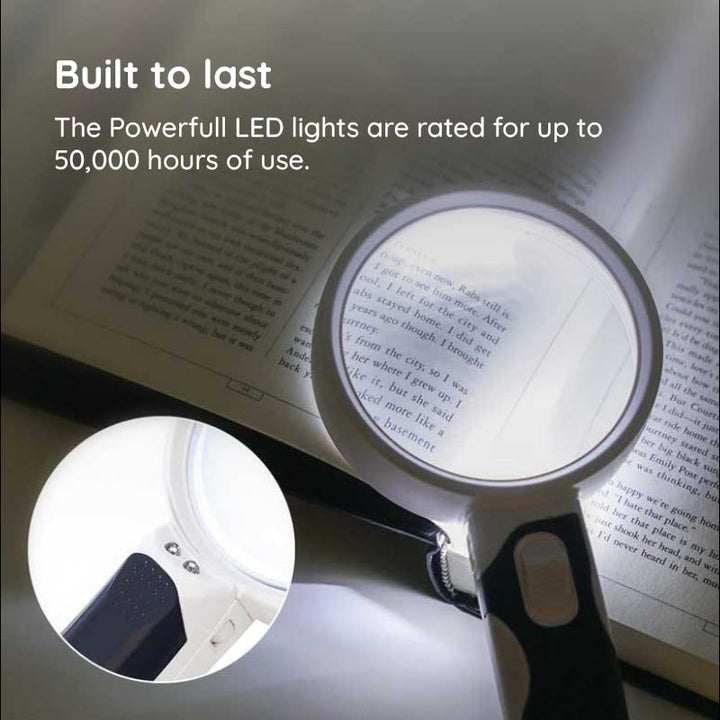 LED-belyst förstoringsglas – Handhållet läsglas för böcker och liten text