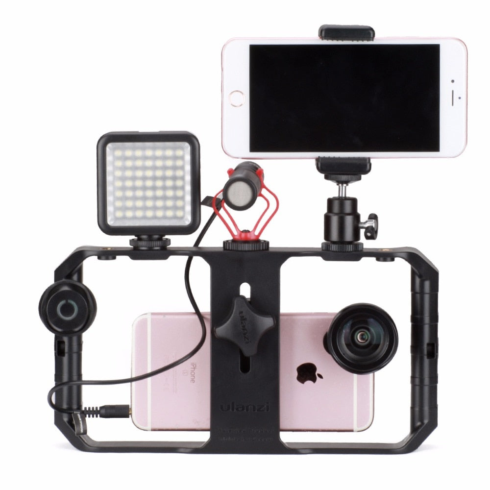 Smartphone Video Rig Stabilizer Med Ljus