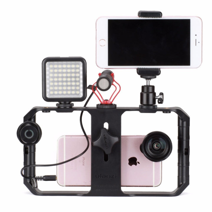 Smartphone Video Rig Stabilizer Med Ljus