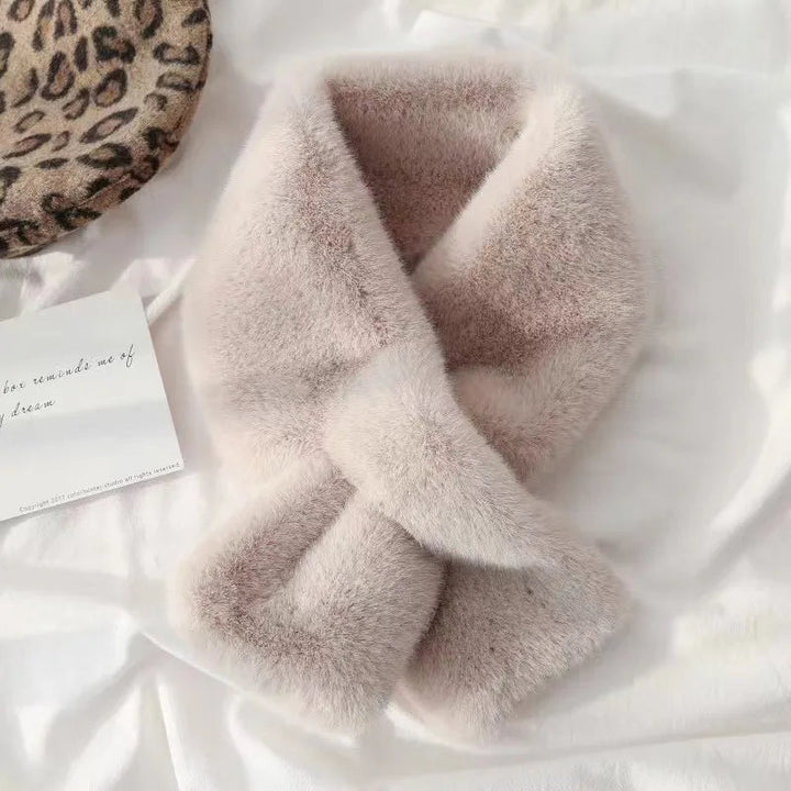 Faux Fur Cross Collar Nackvärmare Vinter Scarf