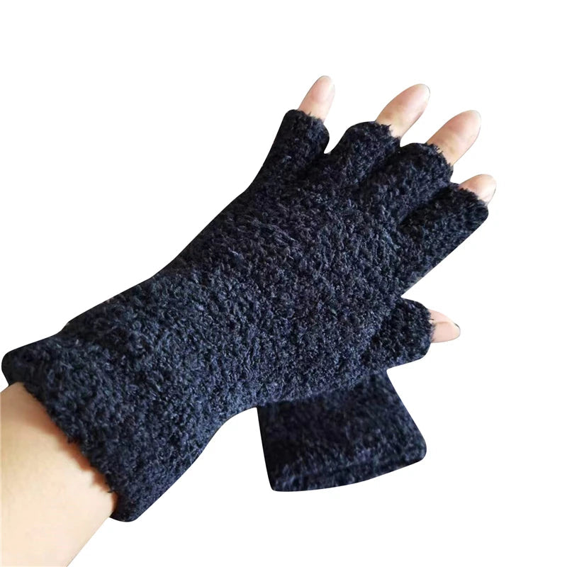 Vinterkomfort Stickade Halvfingerhandskar