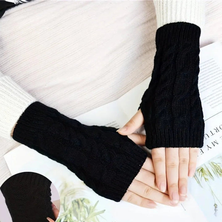 Stickade Vinterhandskar för Damer utan Fingrar