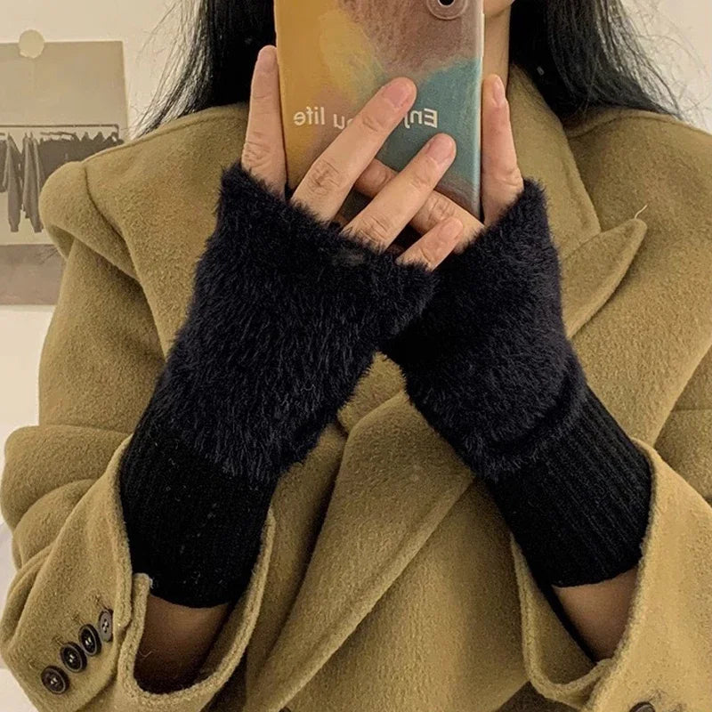 Plush Cozy Fingervantar för Damer