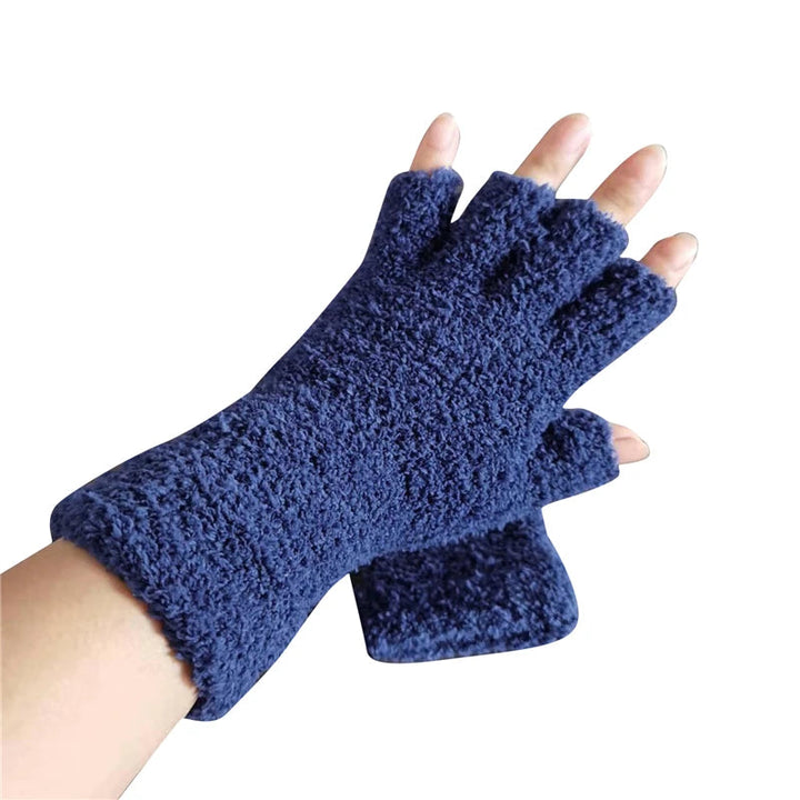 Vinterkomfort Stickade Halvfingerhandskar