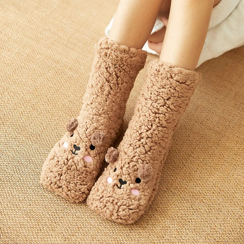 Kawaii Björn Fleece Varm Sockor