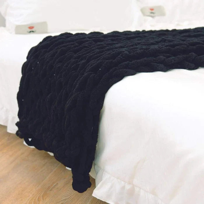Chenille Chunky Stickad Filt, Tjock Kabelstickad Pläd för Soffa Säng