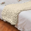 Chenille Chunky Stickad Filt, Tjock Kabelstickad Pläd för Soffa Säng