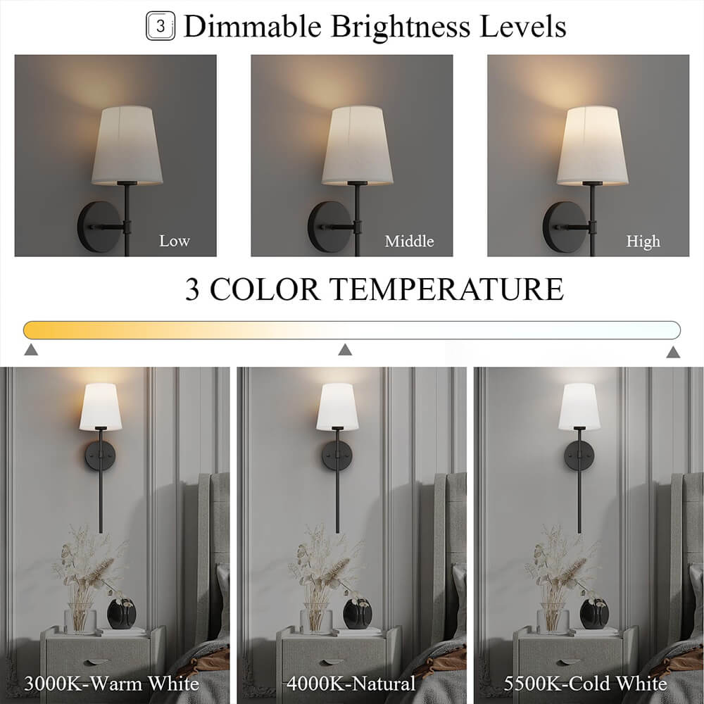 Trådlös Tyg Vägglampa (SET AV 2 + 2 GLÖDLAMPOR GRATIS)