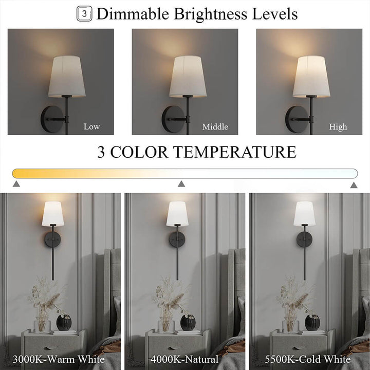 Trådlös Tyg Vägglampa (SET AV 2 + 2 GLÖDLAMPOR GRATIS)