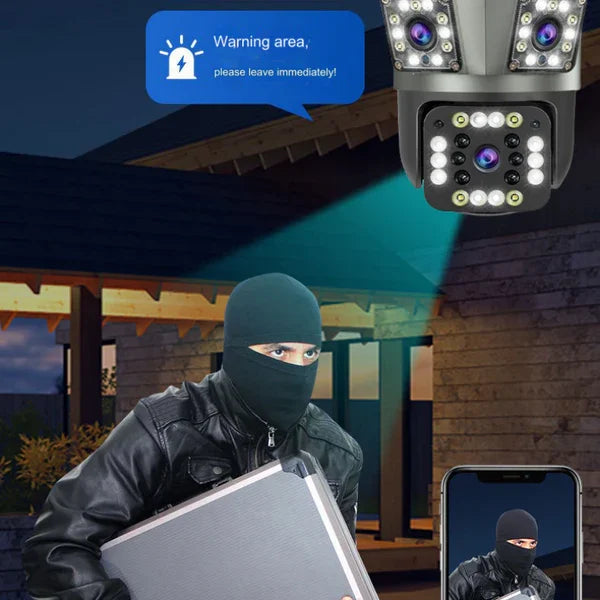 Dubbelobjektiv Utomhus Vattentät Trådlös Wifi HD Trippel Säkerhetskamera