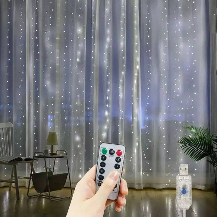 Gardinslingor med LED-ljus