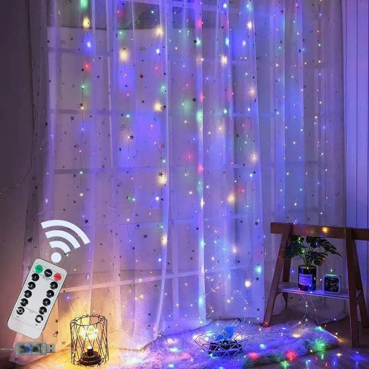 Gardinslingor med LED-ljus