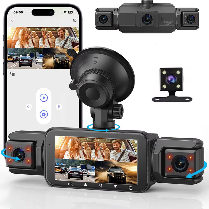 Trådlös Bil Dash Cam Fram- och Bak med Nattseende