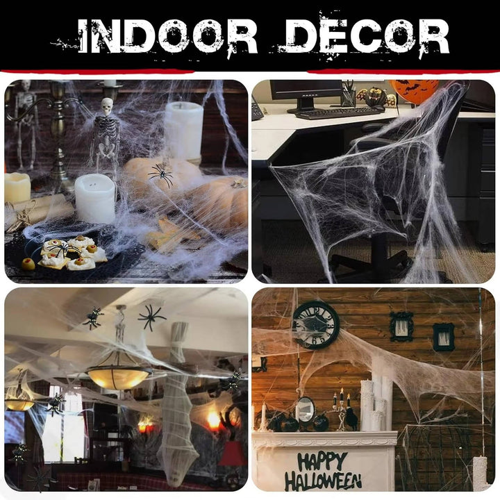 200 Kvm Spindelnät Halloween Dörrdekorationer Med Falska Spindlar