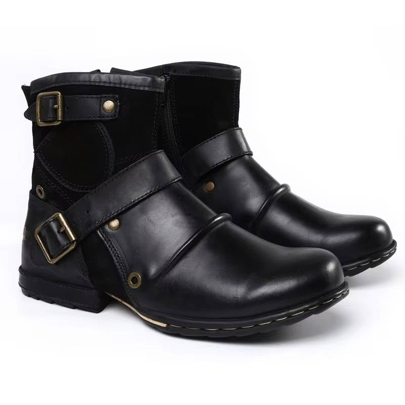 Herrens Vintage Stil Spännbara Ankelstövlar