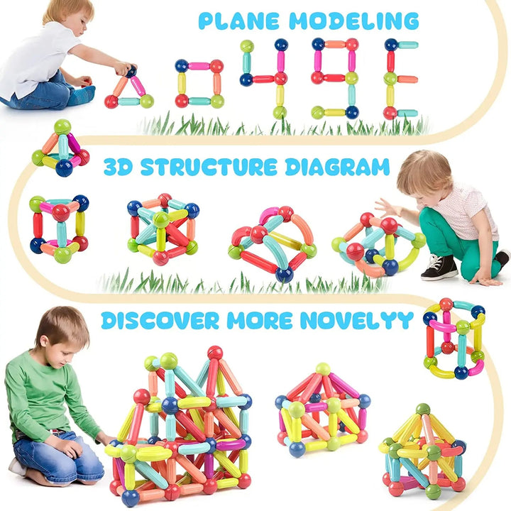 Magnetiska Stavar Byggblock | Montessori Utbildningsleksaker
