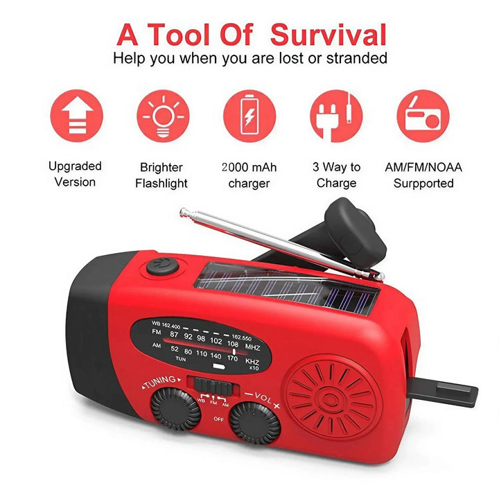 Multifunktionell Handvev Nödradio med Powerbank &amp; Ficklampa