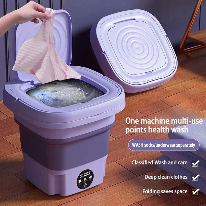 Fällbar Bärbar Tvättmaskin med Centrifug | Mini Klädtvättmaskin