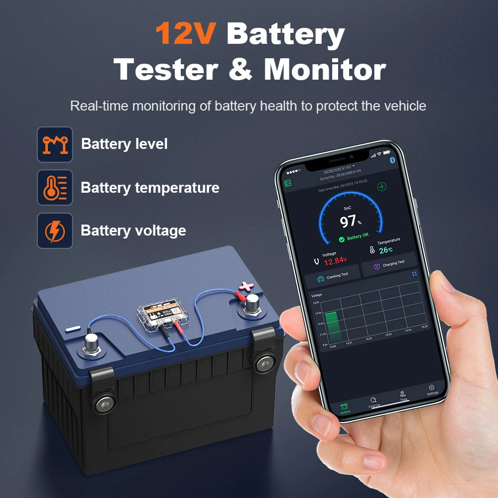 Bilbatteritestare med Bluetooth-övervakning