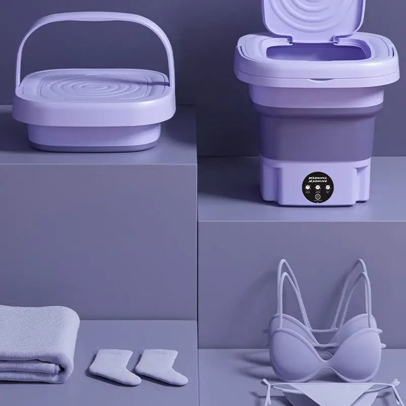 Fällbar Bärbar Tvättmaskin med Centrifug | Mini Klädtvättmaskin
