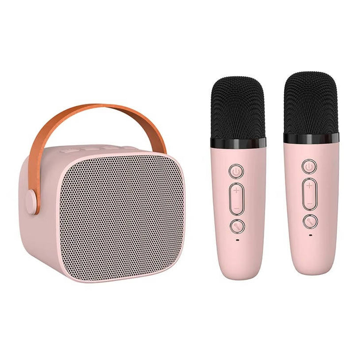 Mini Karaoke Maskin med 2 Trådlösa Mikrofoner