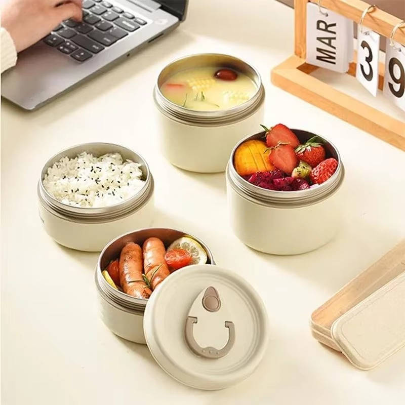 Lunchlåda i rostfritt stål, isolerad matbehållare, komplett set