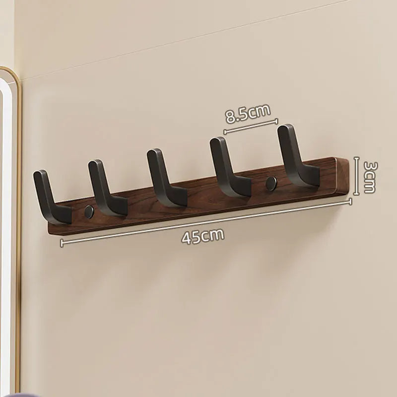 Minimalistisk Väggmonterad Klädhängare med Trä- och Metallklädhängare