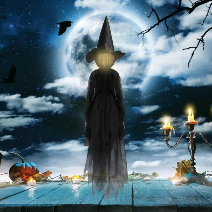 3PCS Inomhus- och Utomhus Halloween Dekorationer - Ljudaktiverad Häxa som Håller Händer