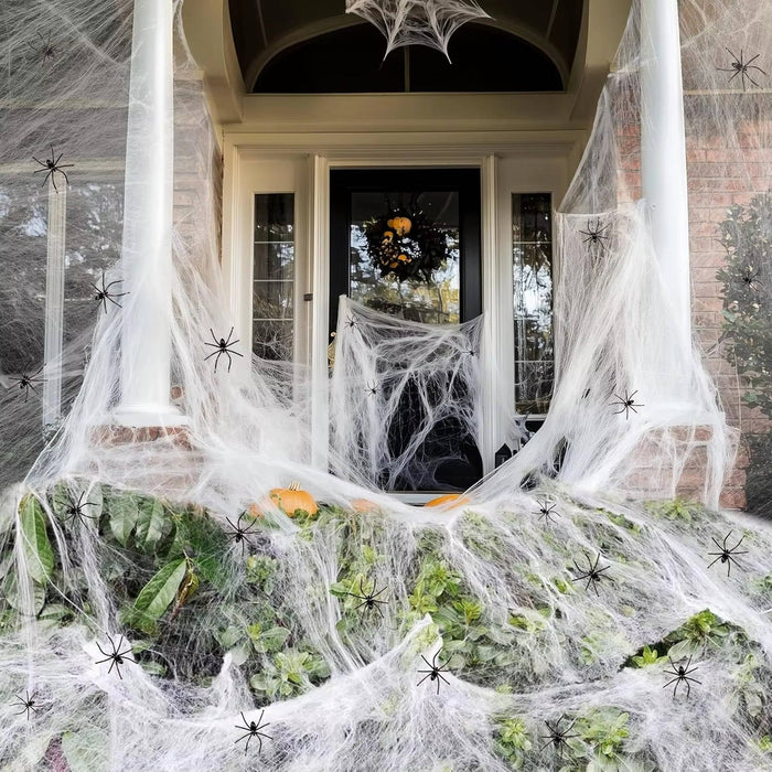 200 Kvm Spindelnät Halloween Dörrdekorationer Med Falska Spindlar