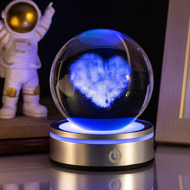 Kristallkula lampa med 3D-motiv och färgskiftande ljus, 8 cm