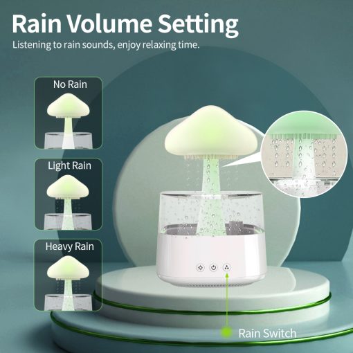 2-i-1 Skrivbordslampa Luftfuktare Regnmoln Aromaterapi Eterisk Olja Zen Diffuser &amp; Regnande Moln Nattlampa Svamp Lampa