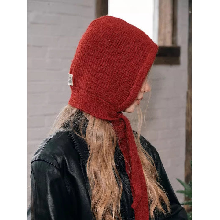 Retro balaklava i ullblandning med öronskydd för dam